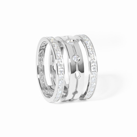Bague Dinh Van Pulse Pavée 3 Rangs Or Blanc Diamants