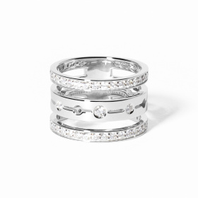 Bague Dinh Van Pulse Pavée 3 Rangs Or Blanc Diamants