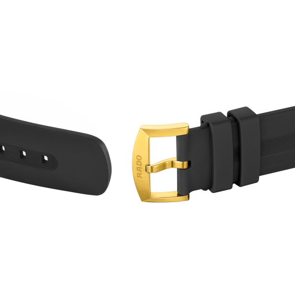 Montre Rado DiaStar Original Skeleton 38 mm Automatique Ton Or Jaune Bracelet Caoutchouc Noir