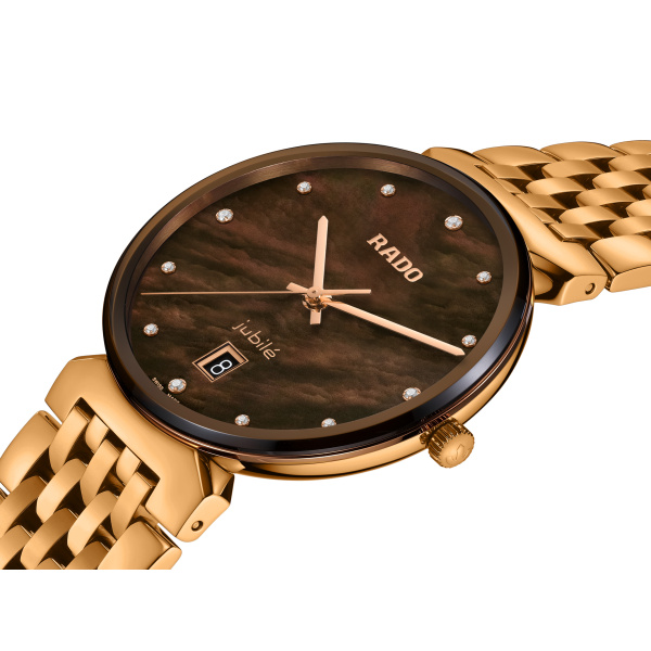 Montre Rado Florence Diamonds 38 mm Quartz Cadran Nacre Brune Ton Or Rose