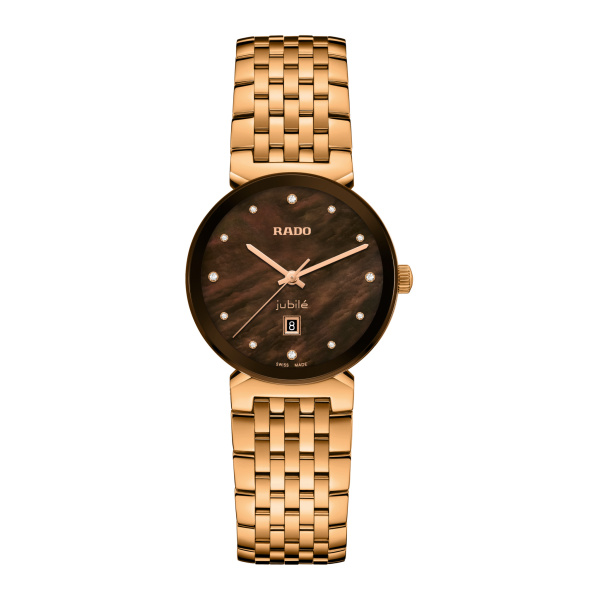 Montre Rado Florence Diamonds 30 mm Quartz Cadran Nacre Brune Ton Or Rose