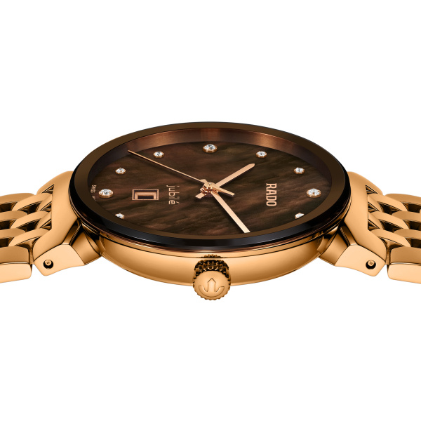 Montre Rado Florence Diamonds 30 mm Quartz Cadran Nacre Brune Ton Or Rose