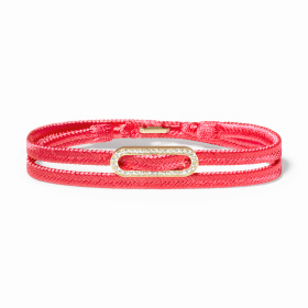 Bracelet Tissé Dinh Van Maillon L Pavé Double Tour Rose Or Jaune Diamants