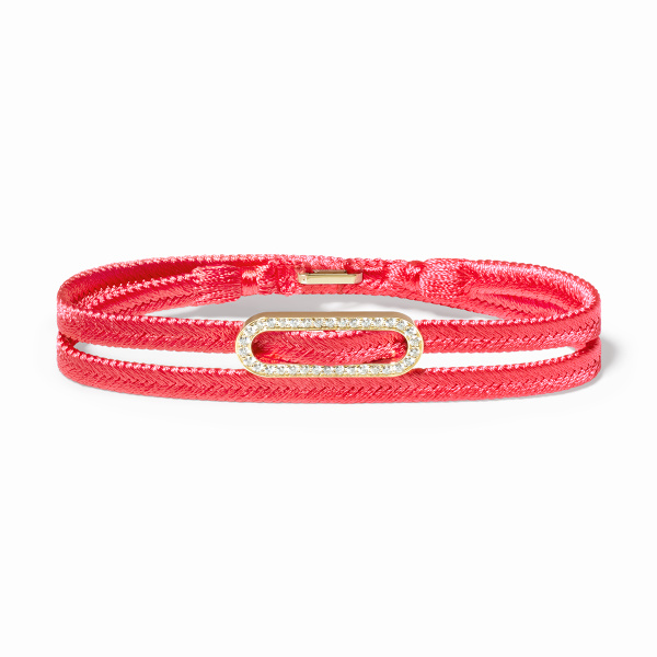 Bracelet Tissé Dinh Van Maillon L Pavé Double Tour Rose Or Jaune Diamants