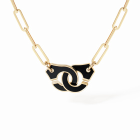 Collier Dinh Van Menottes Grand Modèle Or Jaune Onyx