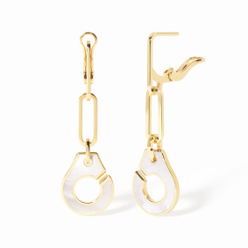 Boucles d'Oreilles Pendantes Dinh Van Menottes Or Jaune Nacre