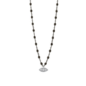 Collier gigi CLOZEAU Clin d'Œil Diamants Or Noir et Blanc 42cm