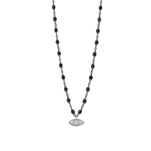 Collier gigi CLOZEAU Clin d'Œil Diamants Or Noir et Blanc 42cm