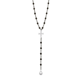 Chapelet gigi CLOZEAU Spark Diamants Or Noir et Blanc 45cm