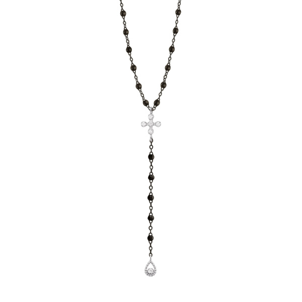 Chapelet gigi CLOZEAU Spark Diamants Or Noir et Blanc 45cm
