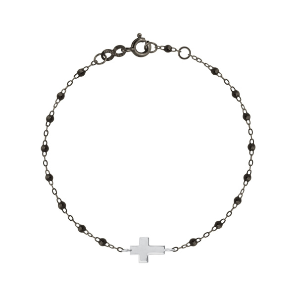 Bracelet gigi CLOZEAU Croix Or Noir et Blanc 17cm