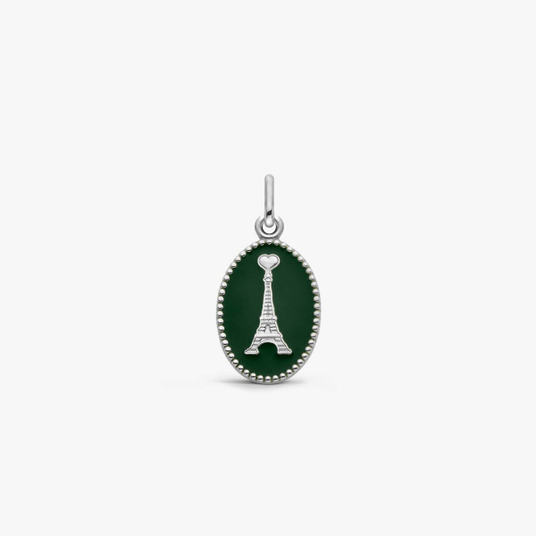 Médaille Arthus Bertrand Paris Je t'aime vert argent 17 mm