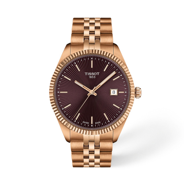 Montre Tissot Ballade 40 mm Quartz Cadran Bordeaux Ton Or Rose