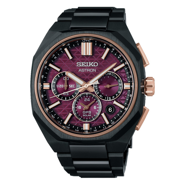 Montre Seiko Astron HAB010J1 43,4 mm GPS Solaire Chronographe Titane Noir Cadran Bordeaux Édition Limitée