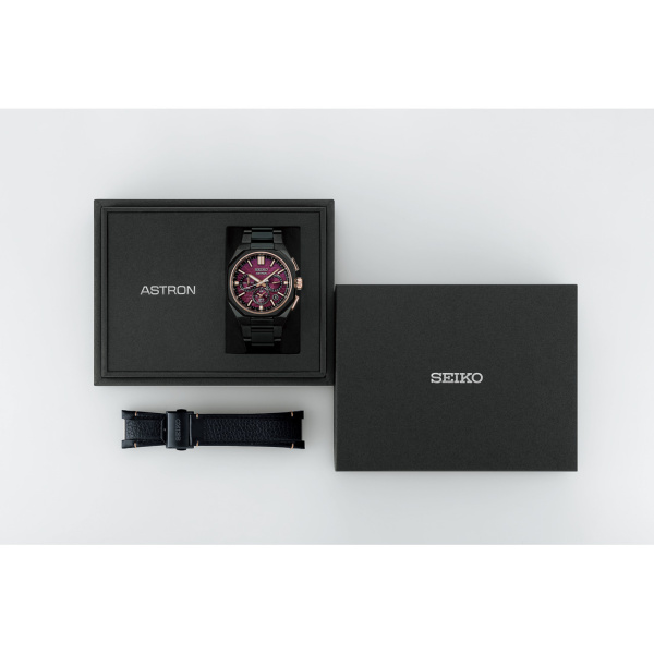 Montre Seiko Astron HAB010J1 43,4 mm GPS Solaire Chronographe Titane Noir Cadran Bordeaux Édition Limitée