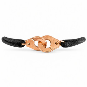 Bracelet Occasion Dinh Van Menottes Or Rose sur Cordon Noir