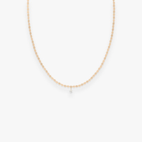 Collier Vanrycke Skin Tattoo S 40 cm or rose et diamant
