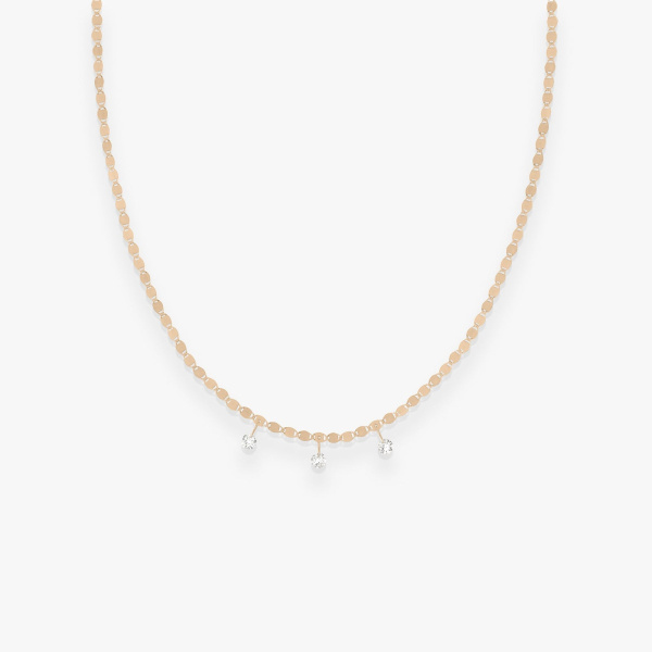 Collier Vanrycke Skin Tattoo S 42 cm or rose et 3 diamants