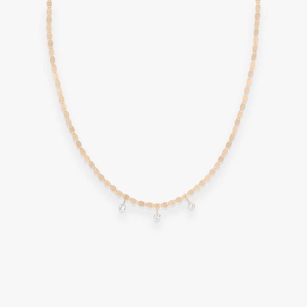 Collier Vanrycke Skin Tattoo M 42 cm or rose et 3 diamants
