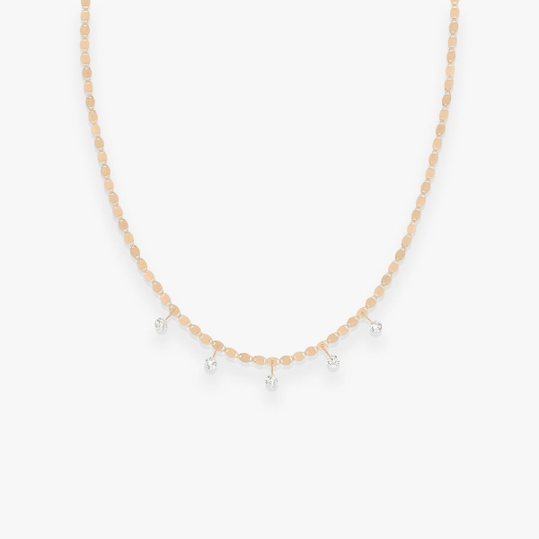Collier Vanrycke Skin Tattoo M 42 cm or rose et 5 diamants