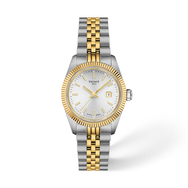 Montre Tissot Ballade 30 mm Quartz Cadran Argent Bicolore Ton Or Jaune