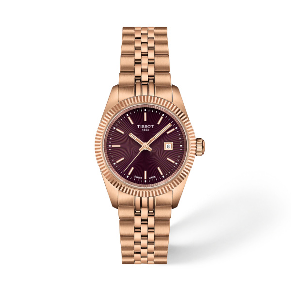 Montre Tissot Ballade 30 mm Quartz Cadran Bordeaux Ton Or Rose