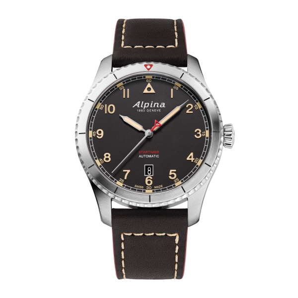 Montre Alpina Startimer Pilot Automatic 41 mm Cadran Noir Bracelet Cuir