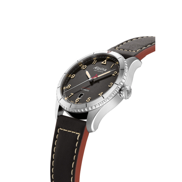 Montre Alpina Startimer Pilot Automatic 41 mm Cadran Noir Bracelet Cuir