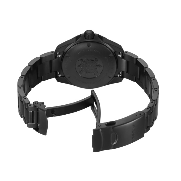 Montre Certina DS Action Diver 38 mm Powermatic 80 PVD Noir Orange Bracelet Acier et Caoutchouc