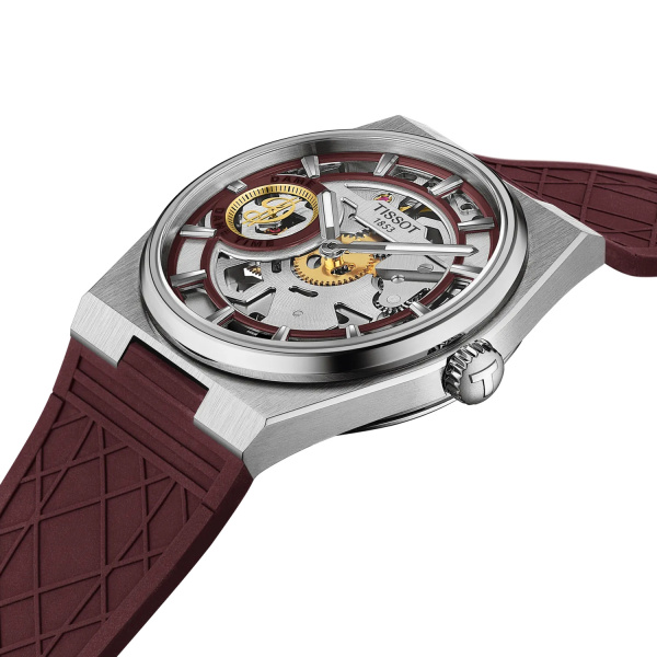 Montre Tissot PRX Skeleton Damian Lillard Special Edition 44 mm Remontage Manuel Cadran Bordeaux