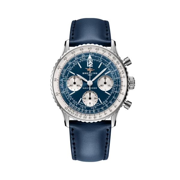 Montre Breitling Navitimer B09 Chronograph 41 Remontage Manuel Cadran Bleu Bracelet Cuir