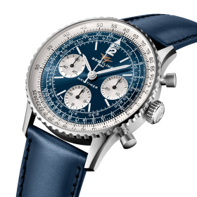 Montre Breitling Navitimer B09 Chronograph 41 Remontage Manuel Cadran Bleu Bracelet Cuir