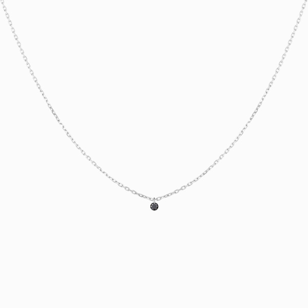 Collier La Brune & La Blonde Black 360° Diamant Noir 0,10 ct Or Blanc