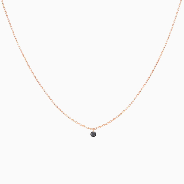 Collier La Brune & La Blonde Black 360° Diamant Noir 0,20 ct Or Rose