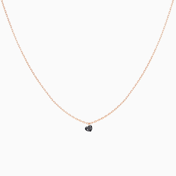 Collier La Brune & La Blonde Black 360° Diamant Noir Cœur 0,30 ct Or Rose