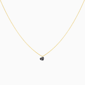 Collier La Brune & La Blonde Black 360° Diamant Noir Cœur 0,50 ct Or Jaune