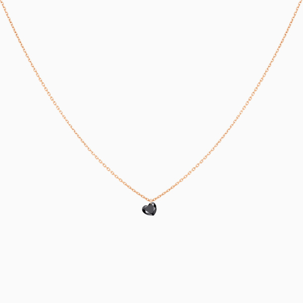 Collier La Brune & La Blonde Black 360° Diamant Noir Cœur 0,50 ct Or Rose