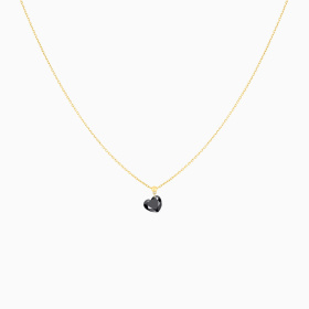 Collier La Brune & La Blonde Black 360° Diamant Noir Cœur 1 ct Or Jaune