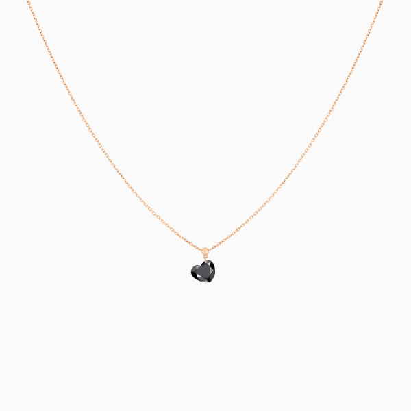 Collier La Brune & La Blonde Black 360° Diamant Noir Cœur 1 ct Or Rose