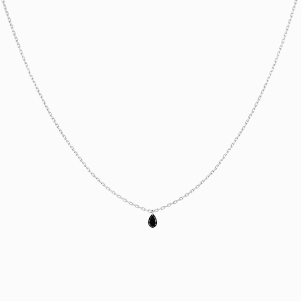 Collier La Brune & La Blonde Black 360° Diamant Noir Poire 0,30 ct Or Blanc