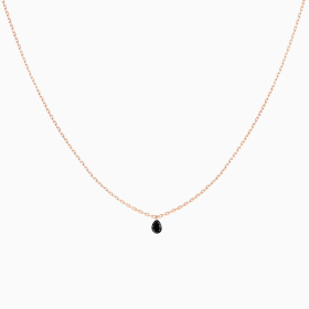Collier La Brune & La Blonde Black 360° Diamant Noir Poire 0,30 ct Or Rose