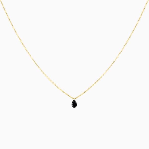 Collier La Brune & La Blonde Black 360° Diamant Noir Poire 0,50 ct Or Jaune
