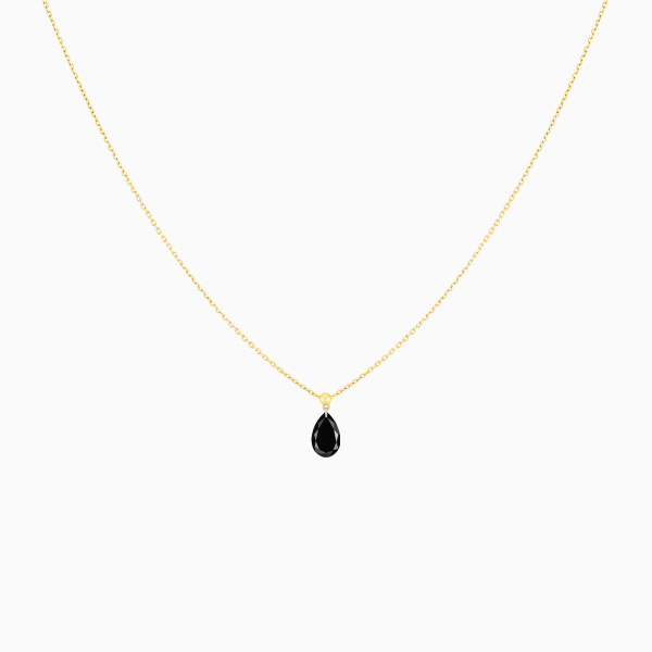 Collier La Brune & La Blonde Black 360° Diamant Noir Poire 1 ct Or Jaune