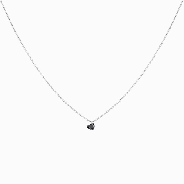 Collier Homme La Brune & La Blonde Black 360° Diamant Noir Cœur 0,30 ct Or Blanc