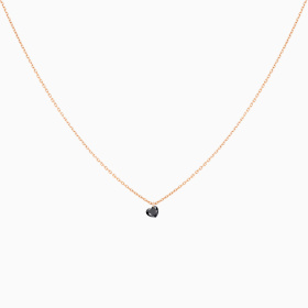 Collier Homme La Brune & La Blonde Black 360° Diamant Noir Cœur 0,30 ct Or Rose