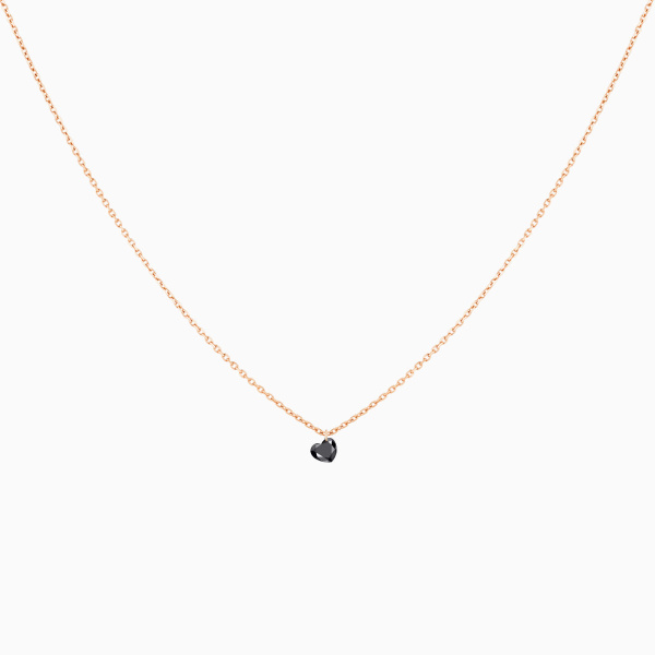 Collier Homme La Brune & La Blonde Black 360° Diamant Noir Cœur 0,30 ct Or Rose