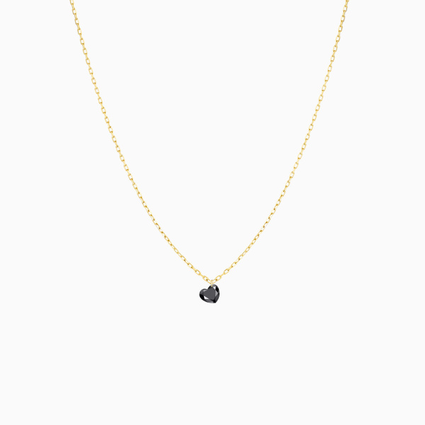 Collier Homme La Brune & La Blonde Black 360° Diamant Noir Cœur 0,50 ct Or Jaune