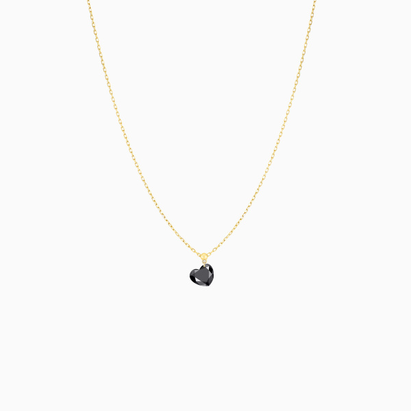 Collier Homme La Brune & La Blonde Black 360° Diamant Noir Cœur 1 ct Or Jaune