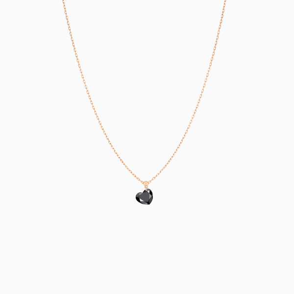 Collier Homme La Brune & La Blonde Black 360° Diamant Noir Cœur 1 ct Or Rose