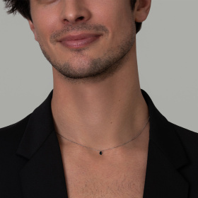 Collier Homme La Brune & La Blonde Black 360° Diamant Noir Poire 0,30 ct Or Blanc